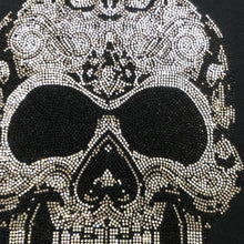 Load image into Gallery viewer, Skull  Hoodie with  Black &amp; Silver Rheinstones