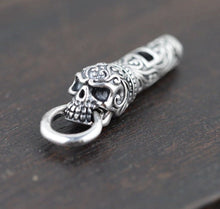 Load image into Gallery viewer, 925 Hallmarked Sterling Silver Carved Skull Whistle Pendant