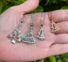 Load image into Gallery viewer, Christmas Tree Necklace Pendant in Silver or Gold with Free Chain