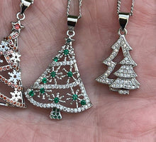 Load image into Gallery viewer, Christmas Tree Necklace Pendant in Silver or Gold with Free Chain