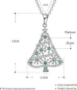 Christmas Tree Necklace Pendant in Silver or Gold with Free Chain