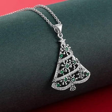 Load image into Gallery viewer, Christmas Tree Necklace Pendant in Silver or Gold with Free Chain