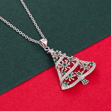 Load image into Gallery viewer, Christmas Tree Necklace Pendant in Silver or Gold with Free Chain