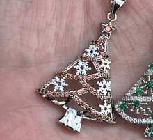 Load image into Gallery viewer, Christmas Tree Necklace Pendant in Silver or Gold with Free Chain