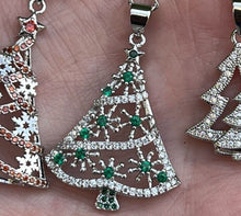 Load image into Gallery viewer, Christmas Tree Necklace Pendant in Silver or Gold with Free Chain