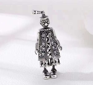 Large Sterling Silver  Hallmarked 3D Articulated Clown Pendant