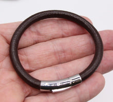 Load image into Gallery viewer, Men Cowhide Leather Bracelet Wristband With Chrome Metal Button Clasp