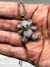 Load image into Gallery viewer, Stunning Silver Tone Diamante Statement Teddy Bear Pendant 60cm Chain Necklace