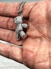 Load image into Gallery viewer, Stunning Silver Tone Diamante Statement Teddy Bear Pendant 60cm Chain Necklace