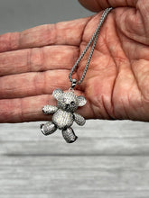 Load image into Gallery viewer, Stunning Silver Tone Diamante Statement Teddy Bear Pendant 60cm Chain Necklace