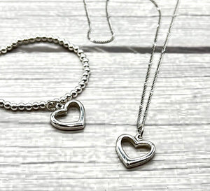 925 Sterling Silver Floating Heart Pendant Necklace Charm