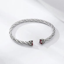 Load image into Gallery viewer, Hallmarked 925 Sterling Silver Twisted Bangle With Stones