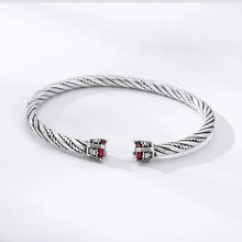 Load image into Gallery viewer, Hallmarked 925 Sterling Silver Twisted Bangle With Stones