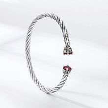 Load image into Gallery viewer, Hallmarked 925 Sterling Silver Twisted Bangle With Stones