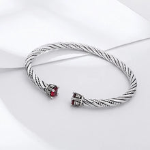 Load image into Gallery viewer, Hallmarked 925 Sterling Silver Twisted Bangle With Stones