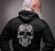 Load image into Gallery viewer, Skull  Hoodie with  Black &amp; Silver Rheinstones