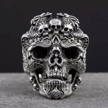 Load image into Gallery viewer, 925 Hallmarked Sterling Silver Carved Sugar Open Skull