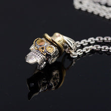 Load image into Gallery viewer, 925 Hallmarked Sterling Silver Skull Moustache Pendant Necklace Two Tone