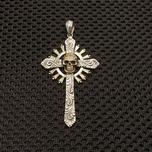 Load image into Gallery viewer, 925 Hallmarked  Sterling Silver Skull Pendant Necklace Revisable Cross