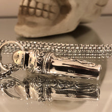 Load image into Gallery viewer, 925 Hallmarked Sterling Silver Large Carved Skull Whistle Pendant Necklace