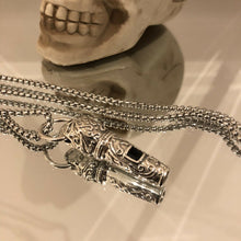 Load image into Gallery viewer, 925 Hallmarked Sterling Silver Large Carved Skull Whistle Pendant Necklace