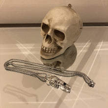 Load image into Gallery viewer, 925 Hallmarked Sterling Silver Large Carved Skull Whistle Pendant Necklace