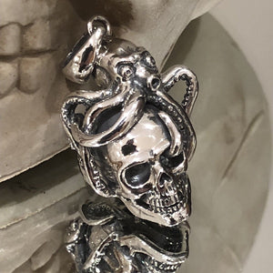 925 Hallmarked Sterling Silver Skull & Silver Colour Octopus Head Pendant