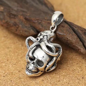 925 Hallmarked Sterling Silver Skull & Silver Colour Octopus Head Pendant