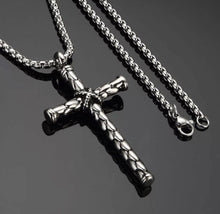 Load image into Gallery viewer, Stainless Steel Rope Cross Pendant Necklace &amp; 60 cm Chain Set