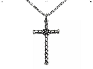 Stainless Steel Rope Cross Pendant Necklace & 60 cm Chain Set