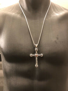 Stainless Steel Pewter Gothic Cross Pendant Necklace & 60 cm Chain Set