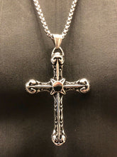 Load image into Gallery viewer, Stainless Steel Pewter Gothic Cross Pendant Necklace &amp; 60 cm Chain Set