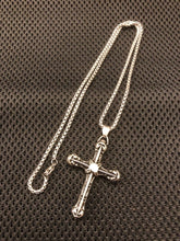 Load image into Gallery viewer, Stainless Steel Pewter Gothic Cross Pendant Necklace &amp; 60 cm Chain Set