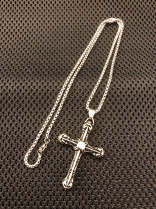 Stainless Steel Pewter Gothic Cross Pendant Necklace & 60 cm Chain Set