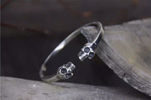 Load image into Gallery viewer, Mens and Ladies Hallmarked  Solid 925 Hallmarked Sterling Silver Skull Open Bangle