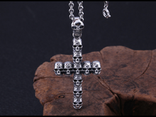 Load image into Gallery viewer, Hallmarked 925 Sterling Silver Skull Cross Crucifix Pendant