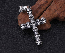 Load image into Gallery viewer, Hallmarked 925 Sterling Silver Skull Cross Crucifix Pendant