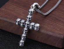 Load image into Gallery viewer, Hallmarked 925 Sterling Silver Skull Cross Crucifix Pendant