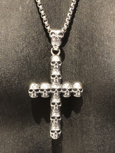 Load image into Gallery viewer, Hallmarked 925 Sterling Silver Skull Cross Crucifix Pendant