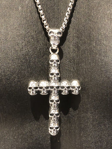 Hallmarked 925 Sterling Silver Skull Cross Crucifix Pendant