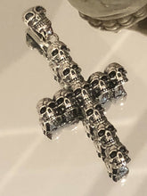 Load image into Gallery viewer, Hallmarked 925 Sterling Silver Skull Cross Crucifix Pendant