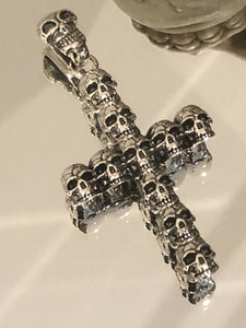 Hallmarked 925 Sterling Silver Skull Cross Crucifix Pendant