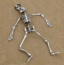 Load image into Gallery viewer, Hallmarked 925 Sterling Silver Large Movable Skeleton Pendant Necklace