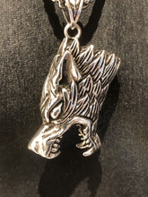 Load image into Gallery viewer, Hallmarked Sterling Silver Wolf Game Of Thrones Gothic Pendant Necklace