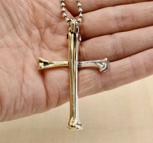 Load image into Gallery viewer, Hallmarked Sterling Silver Gothic Biker Skull Bones Crucifix Cross Pendant