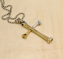 Load image into Gallery viewer, Hallmarked Sterling Silver Gothic Biker Skull Bones Crucifix Cross Pendant