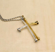 Load image into Gallery viewer, Hallmarked Sterling Silver Gothic Biker Skull Bones Crucifix Cross Pendant