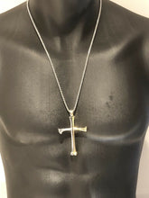 Load image into Gallery viewer, Hallmarked Sterling Silver Gothic Biker Skull Bones Crucifix Cross Pendant