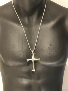 Hallmarked Sterling Silver Gothic Biker Skull Bones Crucifix Cross Pendant