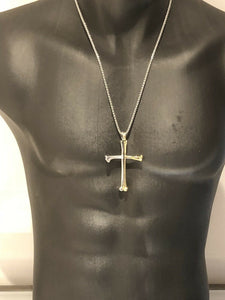 Hallmarked Sterling Silver Gothic Biker Skull Bones Crucifix Cross Pendant